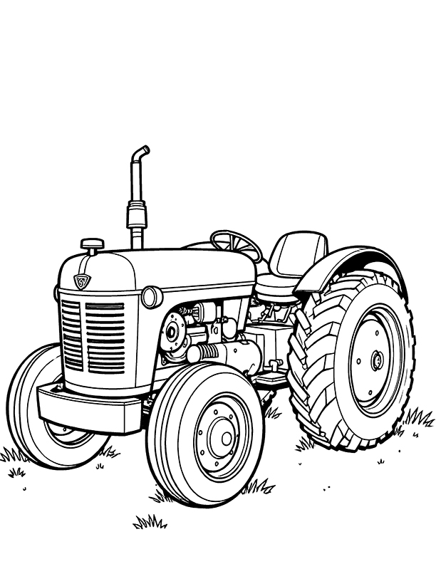 Antique tractor coloring page